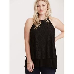 Torrid Crochet Double Layer Split Back Tank Top Size 2X new with tags